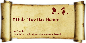 Mihálovits Hunor névjegykártya